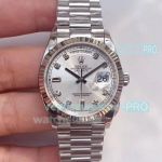EW Factory Day Date 36MM Silver Dial Replica Rolex President Bracelet Watch